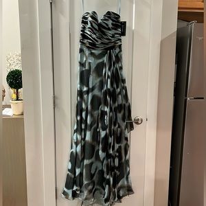 Jovani multi color chiffon silk evening strapless dress. Size 2 new with tags